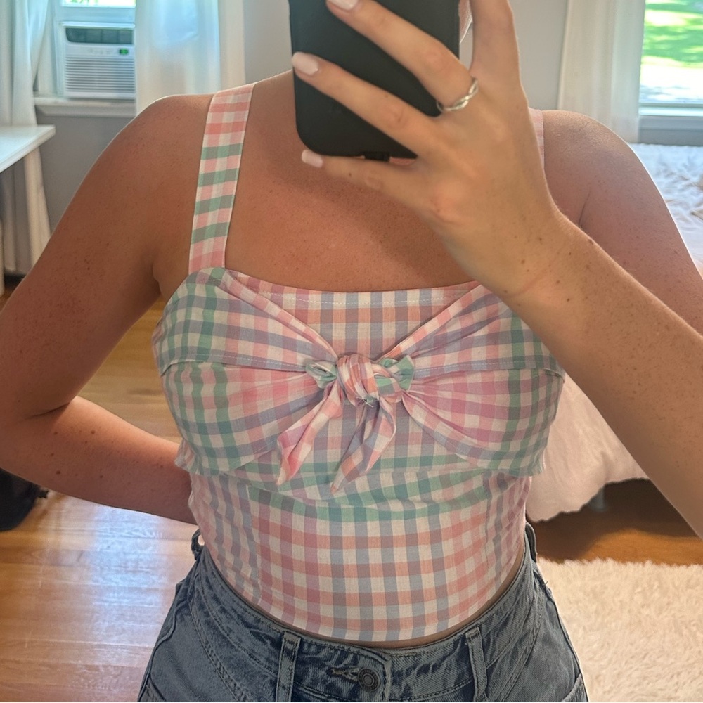 Pastel checkered crop top